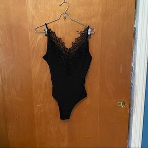 Black Lace Topshop Bodysuit with Back Detail